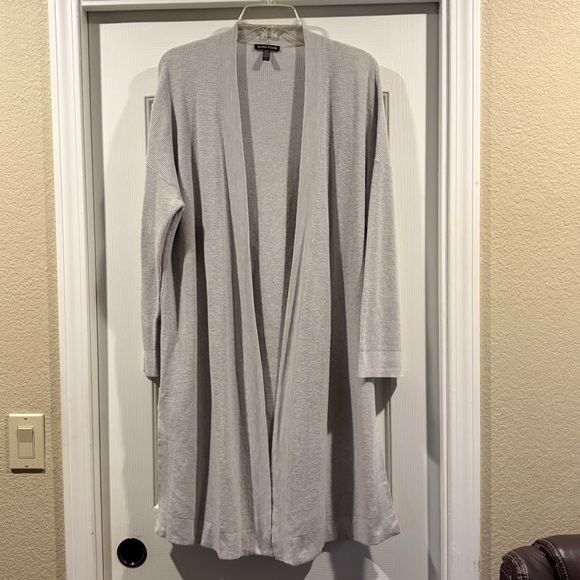 Eileen Fisher Light Gray Open Front Cardigan Size L like new - Picture 3 of 7
